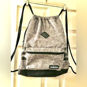 ADIDAS Sack Backpack Drawstring Athletic Sports Bag White/Black. NEW Unisex.